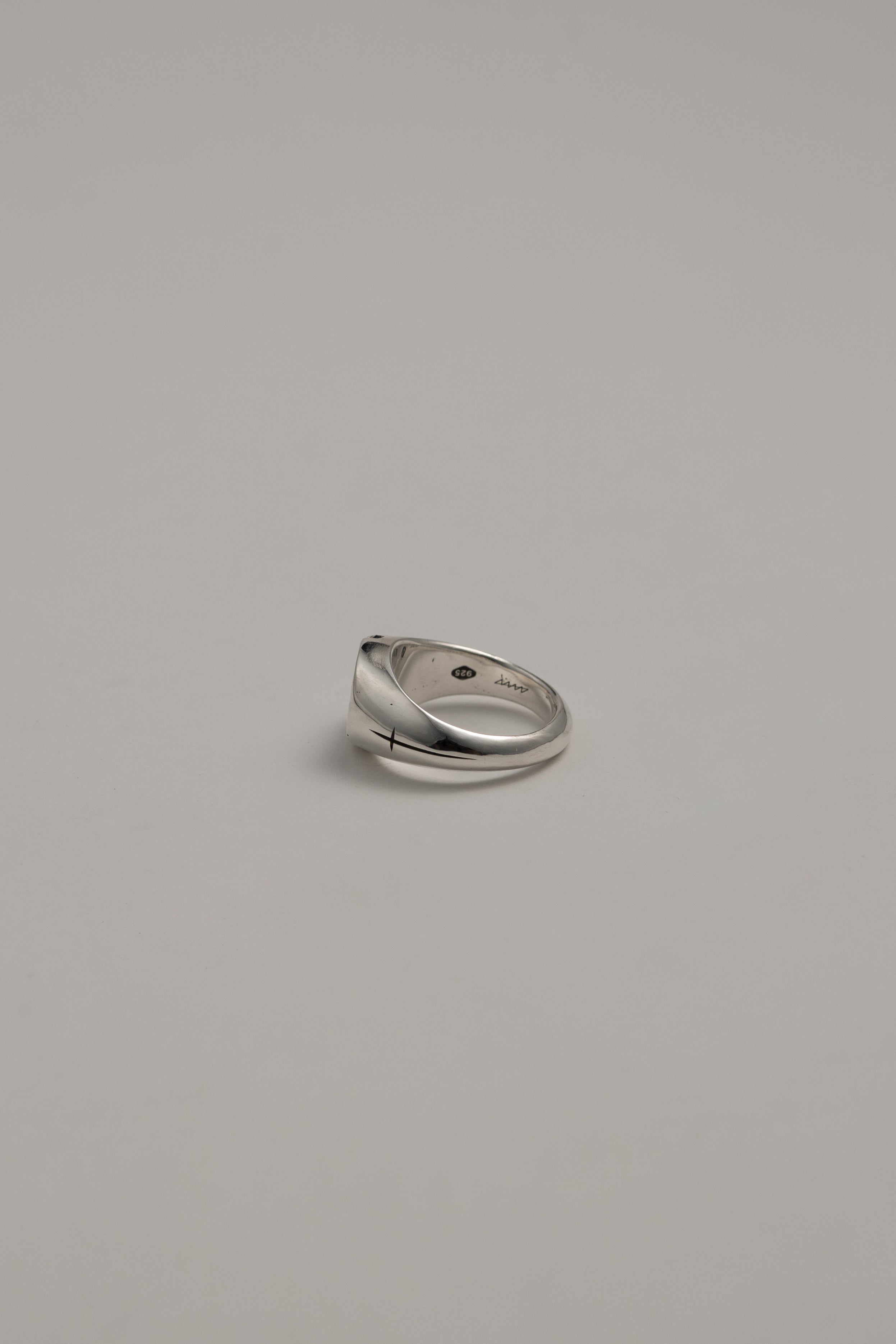 Cross Round Signet Ring with Sapphire, US 4.5