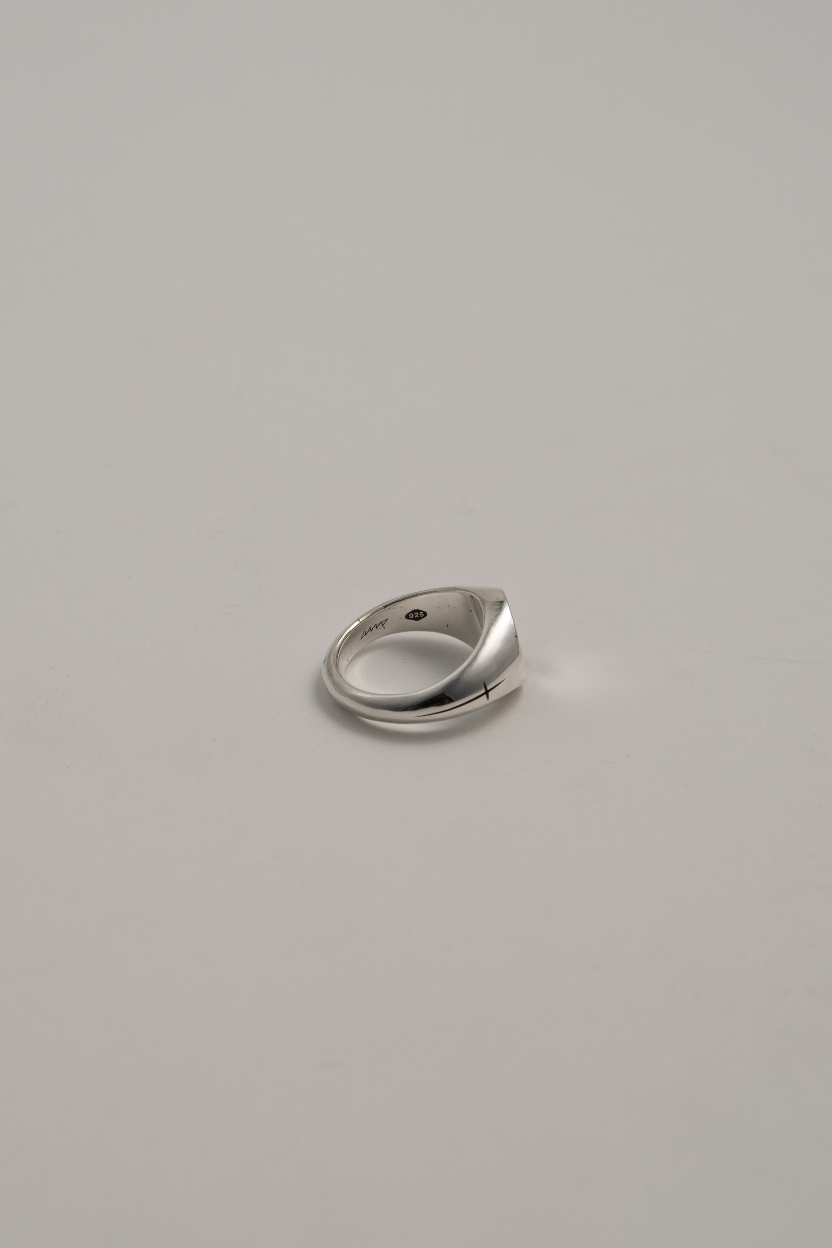 Cross Round Signet Ring with Sapphire, US 4.5