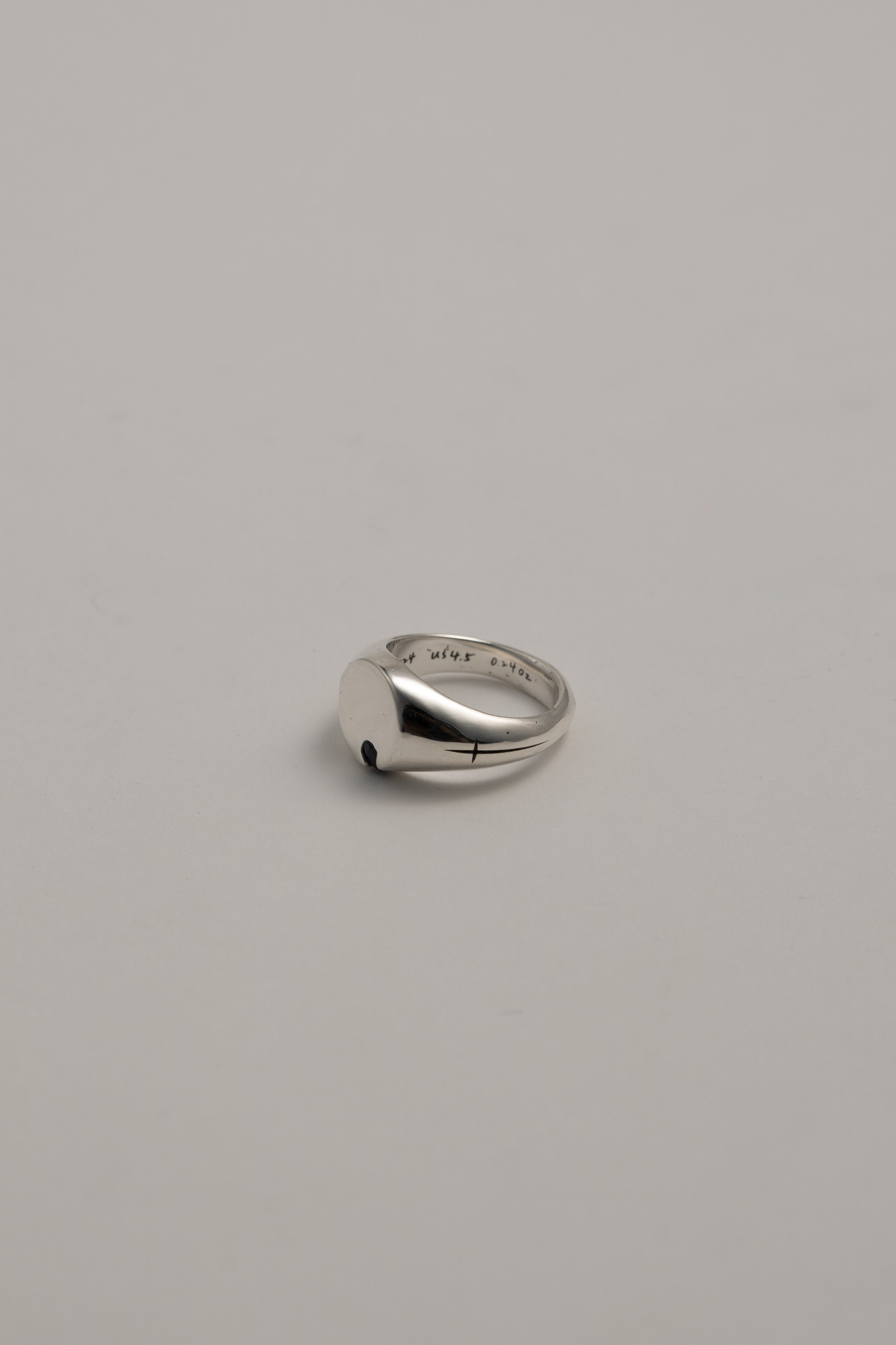 Cross Round Signet Ring with Sapphire, US 4.5