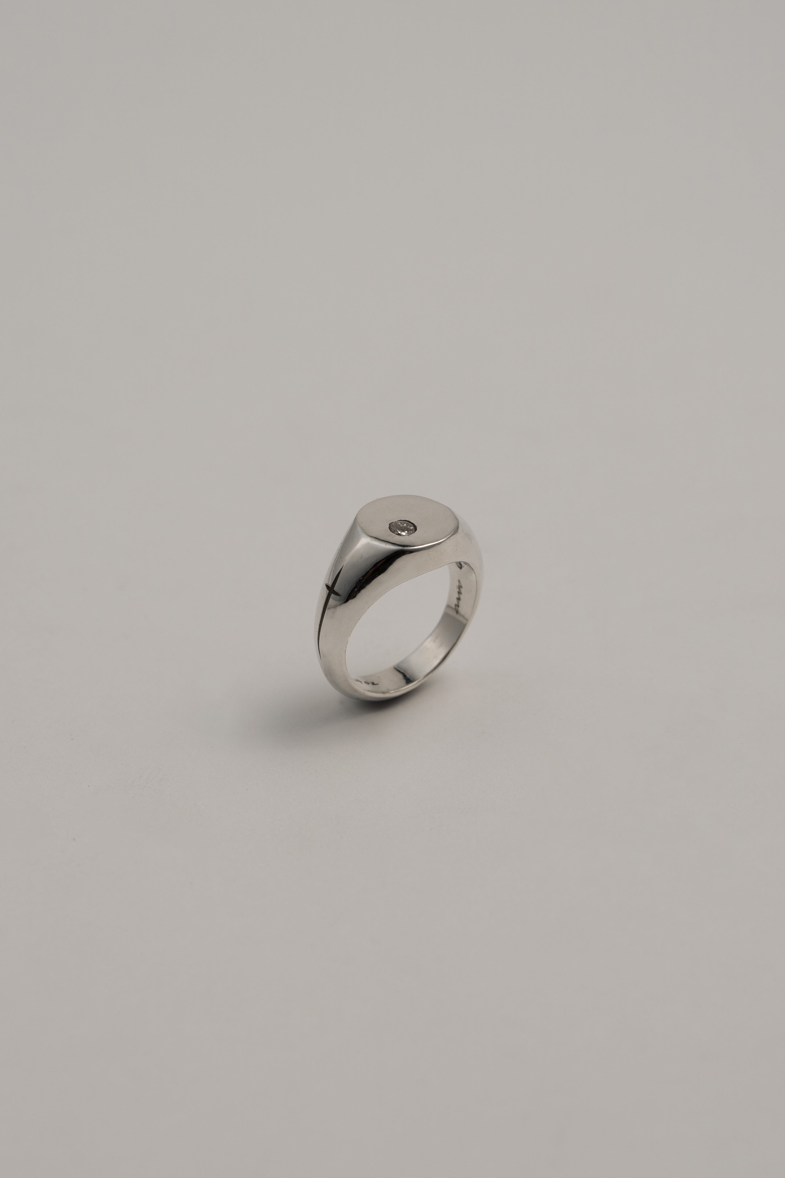 Cross Round Signet Ring with Moissanite, US 5